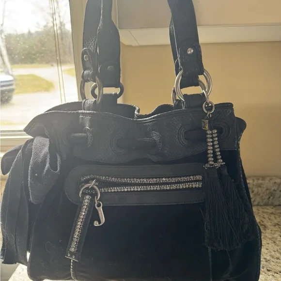JUICY COUTURE Y2K Velour and Crystal handbag ~STUNNING!🖤 - Picture 1 of 10